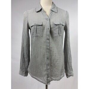 Joie Cherina Button Down Grey White Gingham Size Small Lightweight Pockets